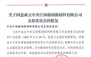 关于同意成立中共江西格润新材料有限公司支部委员会的批复